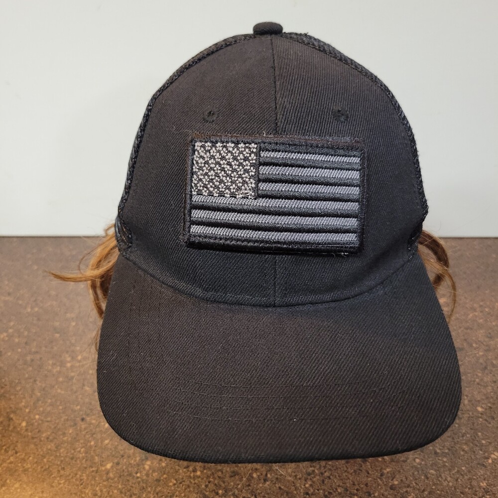 CSI USA American Flag Trucker Hat Mens One Size Black Mesh Back Snapback Hat